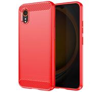 Avizar Funda para Samsung Galaxy Xcover 7 Efecto Carbono Flexible, Rojo