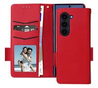 Avizar Funda para Samsung Galaxy Z Fold 6 Solapa Tarjetero Soporte Vídeo, Rojo