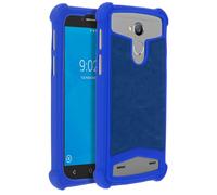 Avizar Funda Silicona Efecto Cuero Azul para Smartphones 5" a 5.3"