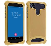 Avizar Funda Silicona Efecto Cuero Dorada para Smartphones 4.7" a 5.3"