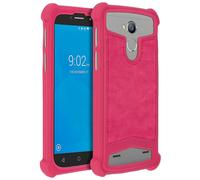 Avizar Funda Silicona Efecto Cuero Fucsia para Smartphones 5.3" a 5.6"