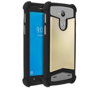 Avizar Funda Silicona Efecto Cuero Negra/Dorada para Smartphones 4.7" a 5"