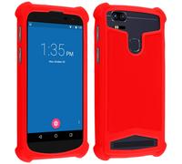 Avizar Funda Silicona Efecto Cuero Roja para Smartphones 4.3" a 4.7"
