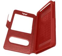 Avizar Funda Smartphone de 5 a 5,3 pulgadas Doble ventana, Rojo