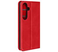 Avizar Funda Tarjetero para Galaxy S25 Soft Touch Magnético Soporte Vídeo, Rojo