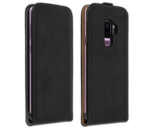 Avizar Funda Vertical de Cuero Negra para Samsung Galaxy S9 Plus