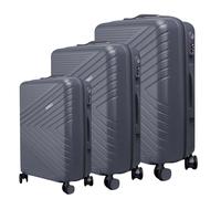 Avizar Lote de 3 maletas rígidas con textura Chevron Strié y cerradura TSA, Gris