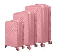 Avizar Lote de 3 maletas rígidas con textura Chevron Strié y cerradura TSA, Rosa
