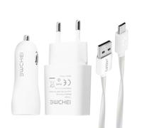 Avizar, Pack 3 en 1 Cargador 2.1A Cargador de coche 2.1A y cable Micro-USB