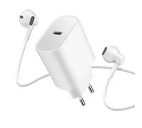Avizar, Pack Cargador USB-C 20W + Auriculares con Cable Jack 3.5mm con Micrófono