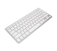 Avizar Teclado Bluetooth AZERTY con 7 atajos multimedia, 30 días batería, Plata