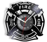 AVJERA Reloj de Pared Redondo de 12.0 in, diseño de Bomberos y Rescate, decoración de letreros, Reloj de Pared, Bombero, Disco de Vinilo, Reloj de Pared, Hombre, Cueva, Bomberos, Reloj Decorativo