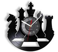 AVJERA Relojes de Pared de 12 Pulgadas Reloj de Pared de ajedrez Internacional Reloj de Pared Tablero de ajedrez Piezas de ajedrez Corte láser Reloj de Pared de Juego Largo Obra de Arte