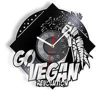 AVJERA Relojes Go Vegan Revolution Reloj de Pared Cortado Vegetariano Estilo de Vida Saludable Hábito alimentario Reloj de Pared Luminoso Disco de Vinilo Craft