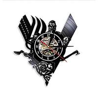 AVJERA Vintage escandinavo Vikingo Odin Asgard Valhalla Vinilo Medieval Reloj de Pared Thor Ragnarok runas nórdicas Retro Warrior Reloj