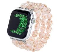 AVJUTER Firefly - Correa de pulsera con cuentas de vidrio compatible con Apple Watch Band para mujer, correa elástica para iWatch de repuesto (rosa, 42 mm/44 mm/45 mm/49 mm/46 mm (serie 10) (6.2 a 7.2