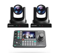 AVKANS Kits de cámara NDI PTZ de 30 unidades, 2 cámaras NDI 30X con 1 paquete de controlador de palanca de mando IP para producción de video de transmisión en vivo de la iglesia (2 AV-CM20-NDI y 1 AV-Joy-IP)