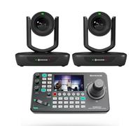 AVKANS Kits de cámara PTZ NDI 20X - 2 cámaras NDI de Seguimiento automático AI 20X con 1 Controlador de Joystick IP para producción de Video en Vivo de Iglesia (2 LV20N y 1 AV-Joy-IP)