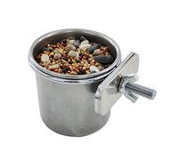 AVKGCZ S/for M/L/XL Acero inoxidable Pet Loro Comedero Bebida Aves Comida plana Jaula de agua Jaula antivuelco Cuenco colgante