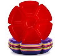 AVLA 12 bandejas de plástico para servir aperitivos, platos divididos irrompibles de 12 pulgadas, platos divididos redondos de 7 compartimentos, plato multifuncional para aperitivos, nueces, dulces,
