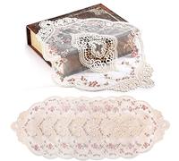 AVLA 6 Pack Lace Placemats, Retro French Style Cup Mat, Embroidered Dinning Table Place Mats, Fashionable Flower Vintage Crochet Lunchmat Doilies, Hollow Vase Mat for Home Kitchen Wedding Decoration