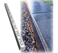 AVLLSO Canal evacuación de Lluvia 100 cm / 39.4 Pulgadas Canal de Drenaje de la Cubierta de la Piscina al Aire Libre con Tapa Final, Drenaje de Trinchera Pesado(100x5x5cm/39.4x2x2in)