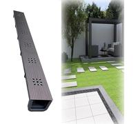 AVLLSO Canaleta De Drenaje Cubierta de Acero Inoxidable de Grano de Madera, Conjunto de Drenaje de Canal Poco Profundo para Patio Deck Baño(Style 1,19.7X3X1.6in)