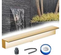 AVLLSO Estanque Decoración de Jardín Fuentes Acero inoxidable, Piscina Cascada con accesorios, Pulverizador de piscina recesada de pared para jardín/patio/terraza(Gold,L 36in/90cm)