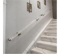 AVLLSO Pasamanos Escalera Redondo Pasamanos de acrílico Transparente para escaleras, Montaje en Pared Escalera de casa Raíl de Mano con Soportes de Acero Inoxidable(Silver,60cm(2ft))