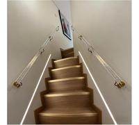 AVLLSO Pasamanos Escalera Redondo Pasamanos de acrílico Transparente para escaleras, Montaje en Pared Escalera de casa Raíl de Mano con Soportes de Acero Inoxidable(Gold,250cm(8.2ft))