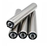 AVLLSO Rodillo transportador de acero inoxidable 4 paquete, Rodillo industrial impotente, 25 38 50 mm Diámetro Rodillos industriales metálicos(Dia 50MM/2 In,L 800MM(31.5in))