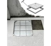 AVLLSO Tapa de arqueta Cubierta del Agujero de Acero Inoxidable con Gancho de elevación y Marco, Tapa del Tanque séptico del Pozo de conducción para Uso Exterior Interior(58x58 cm)