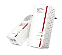 Fritz!Powerline 1260 WLAN Set International - Adaptador/Extensor de Red por línea eléctrica, PLC, IEEE P1901, 1200 Mbps, Base WiFi AC integrada, Mesh, 1 Puerto Gigabit, Interfaz en Español