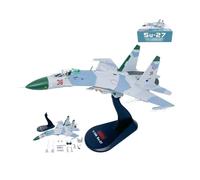 AVMLWEPA Avión de Combate SU-27 Ruso Escala 1:100, Modelo avión Combate Militar aleación fundida presión, Coleccionable premontado con Soporte exhibición, decoración Escritorio Realista for Adultos