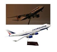 AVMLWEPA Modelo avión B747 Transaero Airlines, Escala 1:150, 47 cm, máquina fundición presión con luz y Tren Aterrizaje con Ruedas for entusiastas aviación, decoración hogar Oficina(with Light)