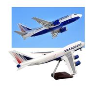 AVMLWEPA Modelo avión B747 Transaero Airlines, Escala 1:150, 47 cm, máquina fundición presión con luz y Tren Aterrizaje con Ruedas for entusiastas aviación, decoración hogar Oficina(No Light)