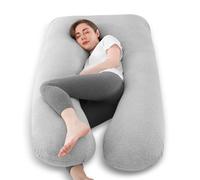 Avmvnvc Almohada Embarazada - Almohada de Embarazo - Almohada de Cuerpo Completo en Forma de U - Almohada de Maternidad con Funda de Almohada de Punto Extraíble y Lavable - 145x70 cm - Gris
