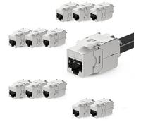 AVNSCNK 12 unidades Keystone CAT 7, Keystone RJ45 hembra para CAT7/6/6a, montaje sin herramientas, abrazadera de corte LSA apta para cable LAN de 1000 MHz 10 Gbps para panel de conexiones y enchufe de