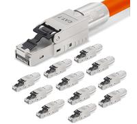 AVNSCNK Conector Cat 7 macho RJ45 Cat 7 NS-7 a abrazadera de corte (LSA) contactos dorados, conector de red Cat 7 sin herramientas, conector LAN de 10 Gbps para cable de conexión (12 unidades)