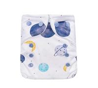 avo+cado Cosy - Cubrepañales de tela para recién nacidos, 3-7 kg, lavable, a prueba de fugas con forro polar y puños de doble pierna, compatible con prefolds, inserciones de bambú y gasas (planetas)