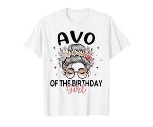 AVO of The Birthday Girl Messy Bun - Gafas de Sol Florales para Fiesta Camiseta
