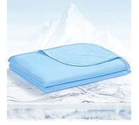 Avoalre 2 en 1 Manta Refrescante 150×200cm Manta Verano de Doble Cara con Fibra de Bambú Japonesa Q-MAX>0.5 Transpirable Suave Anti Estático Alivia Sudor y Ayuda Sueño para Cama Sofá, Azul