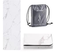 Avoalre Esterilla de Yoga Antideslizante Plegable con Guijarro Grano, Colchoneta de Yoga PVC Antideslizante de Alta Densidad, Fácil de Doblar para Fitness y Pilates, Blanco, 173x61x0.3CM