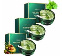 Avocado Eye Mask, 30Pairs Avocado Moisturizing Collagen Eye Mask, Under Eye Patches for Puffy Eyes and Dark Circles, Naturally Hydrating Formula (3Pcs)