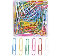 AvoDovA 100 Piezas Clips de Papel Colores, 50mm Mediano Clips de Papel, Antióxido Clips de Papel de Metal, Abrazaderas de Papel, Carpetas de Papel Clips, Suministros de Oficina Escuela