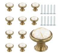 AvoDovA 10PCS Cerámica Pomo de Armario Redondo, 33MM Pomos y Tiradores de Muebles, Vintage Tirador para Cajón, Pomos para Puertas Armarios de Cocina Cajones de Comodas Antiguos (B-Bronce)