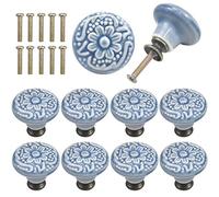 AvoDovA 10PCS Pomo de Armario Redondo de Cerámica, Vintage Tirador para Cajón, Pomos y Tiradores de Muebles, 34mm Pomos Redondos para Puertas, Armarios de Cocina, Cajones (B)