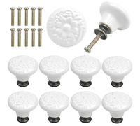 AvoDovA 10PCS Pomo de Armario Redondo de Cerámica, Vintage Tirador para Cajón, Pomos y Tiradores de Muebles, 34mm Pomos Redondos para Puertas, Armarios de Cocina, Cajones (A)