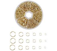 AvoDovA 1390 Piezas Anillo de Salto Abierto, Conectores de Anillo Redondo Metal, Fabricación Joyería Accesorios para Hacer Joyería DIY, Collar de Pulsera de Reparación 6 tamaños, 4-10mm (oro)