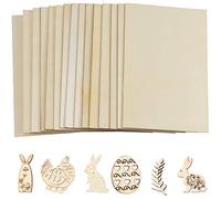 AvoDovA 15 Hojas de Madera Contrachapada 1.5mm, 15 x 10cm Chapa Madera, Madera Contrachapada para Manualidades, Tablero de Madera Delgado para Manualidades, Modelo DIY Huevos de Pascua